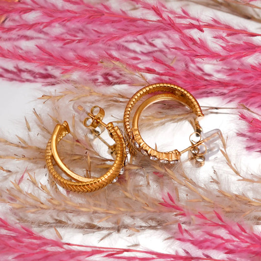 Smara Herringbone cross-stitched earrings