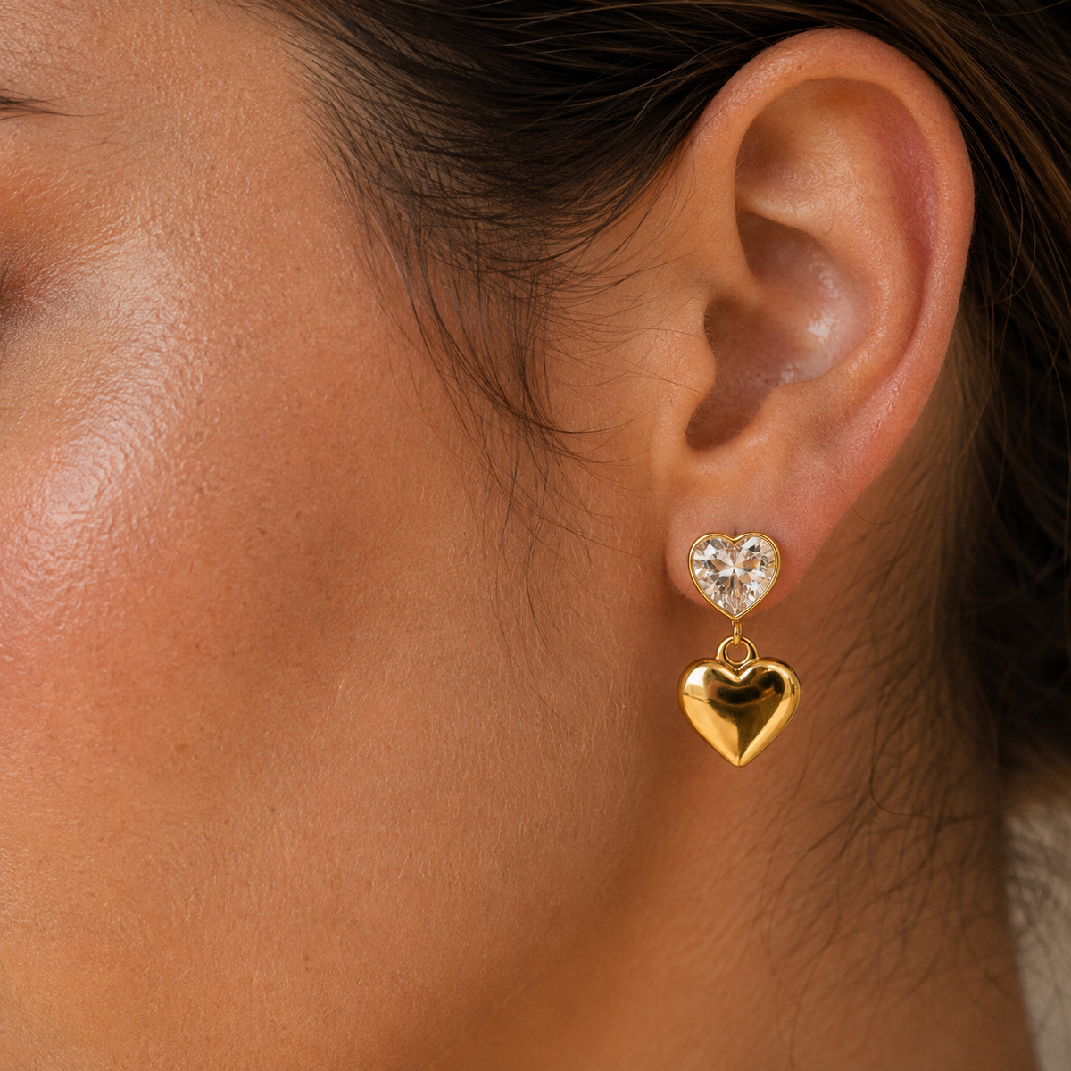 Smara 18K Gold Plated Vow Heart Drop Earrings