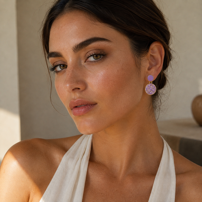 Smara 18K Gold Plated Lavender Drop Earrings