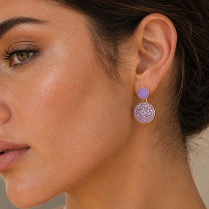 Smara 18K Gold Plated Lavender Drop Earrings