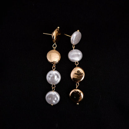 Smara Round Pearl Patchwork Earrings