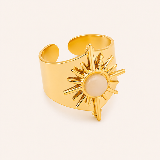 Smara Geometric Natural White Stone Adjustable Ring