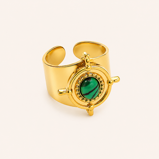 Smara Geometric Tiger's Eye Stone Adjustable Ring