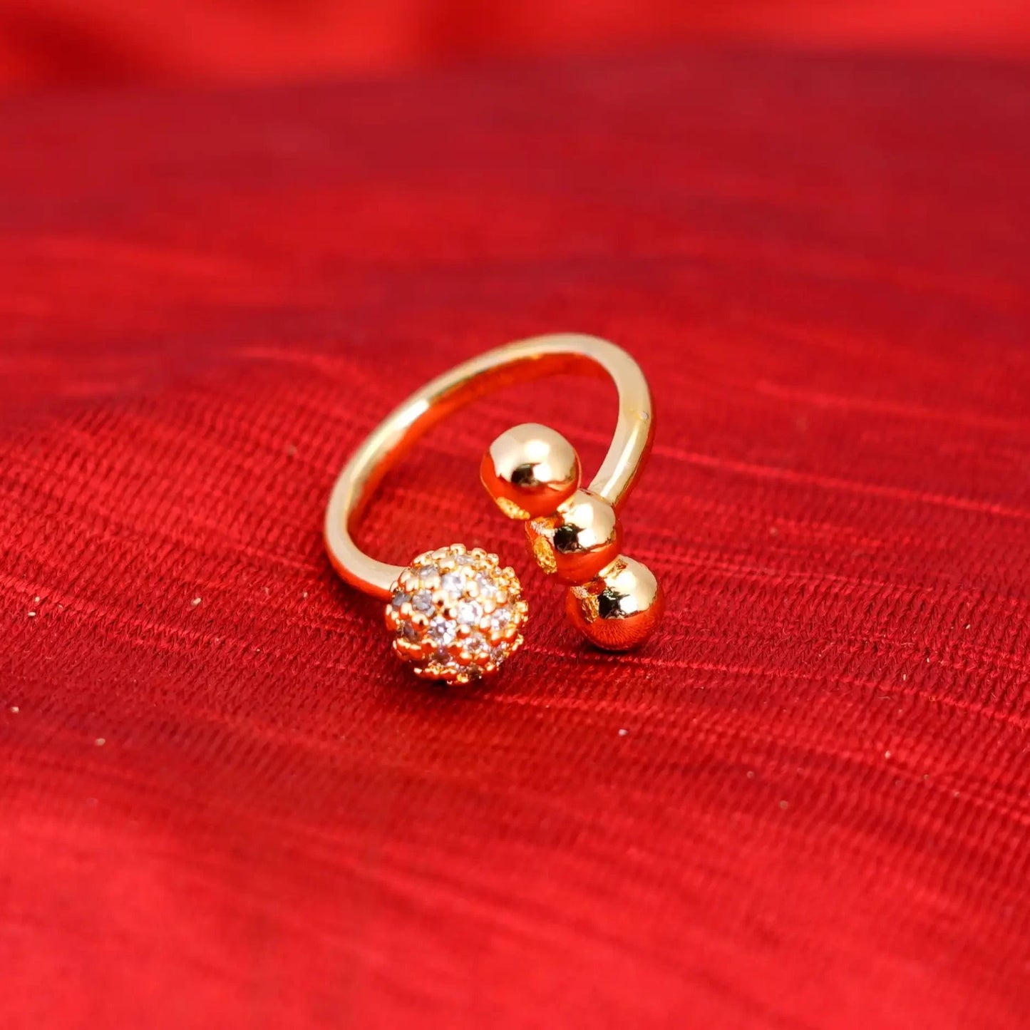 Smara Round Ball Studded Adjustable Ring