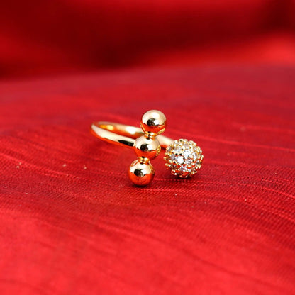 Smara Round Ball Studded Adjustable Ring
