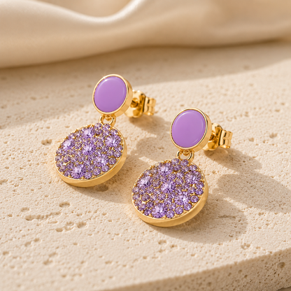 Smara 18K Gold Plated Lavender Drop Earrings