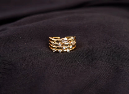 Smara Geometric American Diamond Studded Adjustable Ring