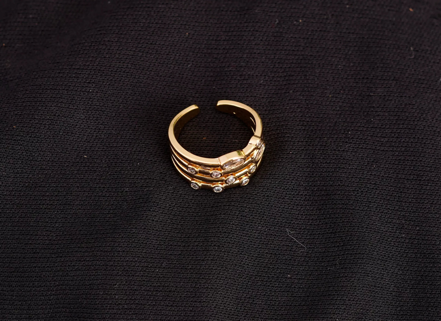 Smara Geometric American Diamond Studded Adjustable Ring