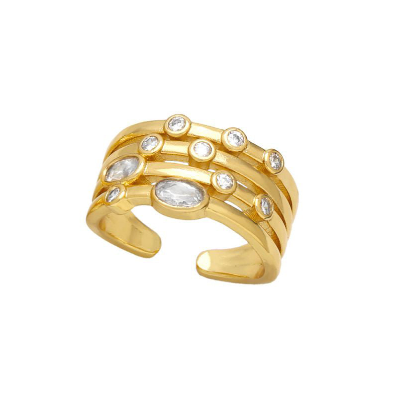 Smara Geometric American Diamond Studded Adjustable Ring