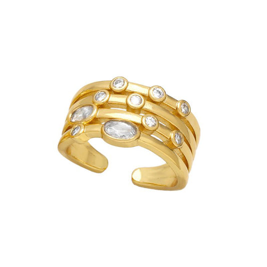 Smara Geometric American Diamond Studded Adjustable Ring