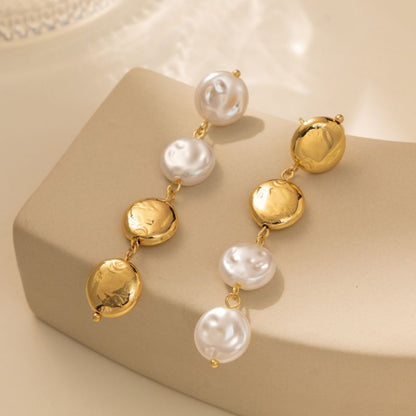 Smara Round Pearl Patchwork Earrings