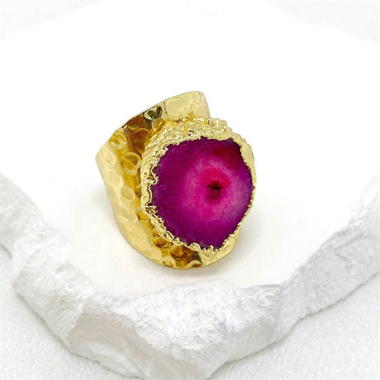 Smara Broad Crystal Adjustable Ring (PINK)