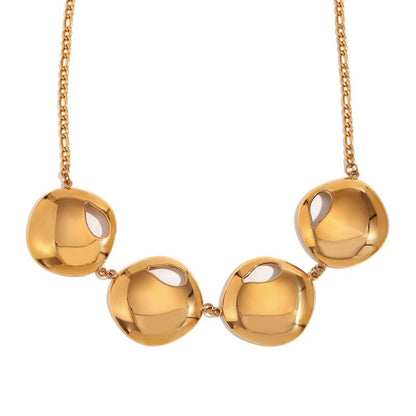 Smara Royal Gold Plated Notched Round Necklace
