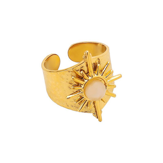 Smara Geometric Natural White Stone Adjustable Ring