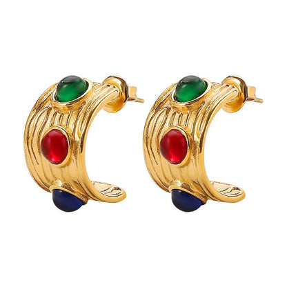Smara Muti-Coloured Half-Hoop Earrings