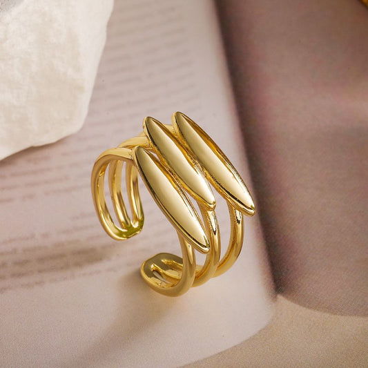 Smara Gold Plated Geometric Adjustable Ring