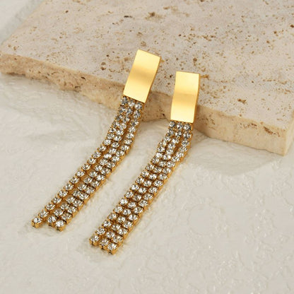 Smara American Diamond Tassel Earrings