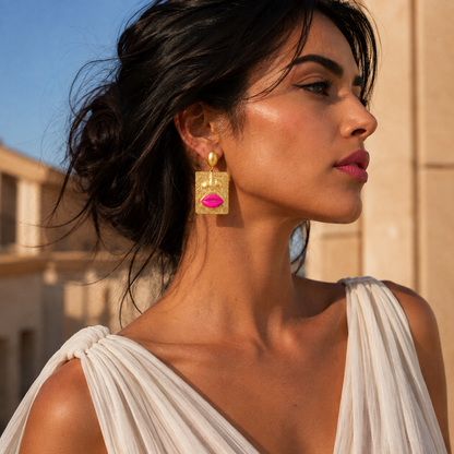 Smara 18K Gold Plated Egyptian Art Face Earrings