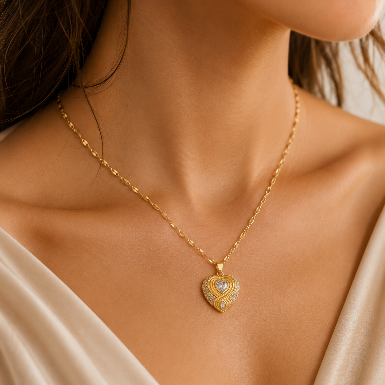 Smara Zirconium Love Pendant Necklace