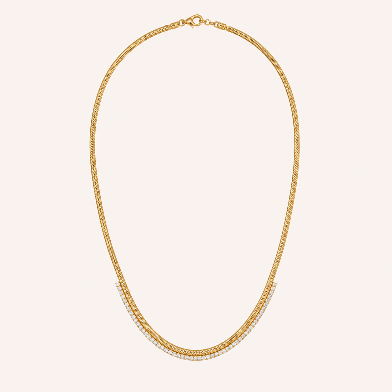 Artificial Diamond Herringbone Chain Necklace