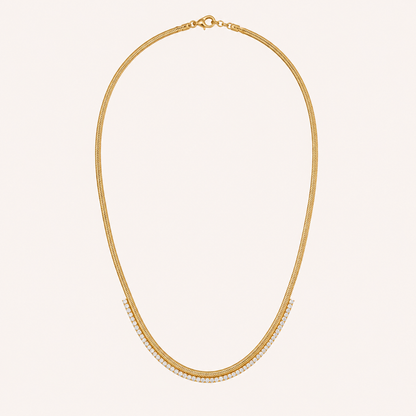 Artificial Diamond Herringbone Chain Necklace