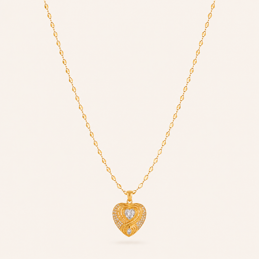 Smara 18K Gold Plated Love Heart Pendant Necklace