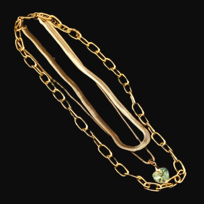 Smara Three Layered Crystal Heart Necklace