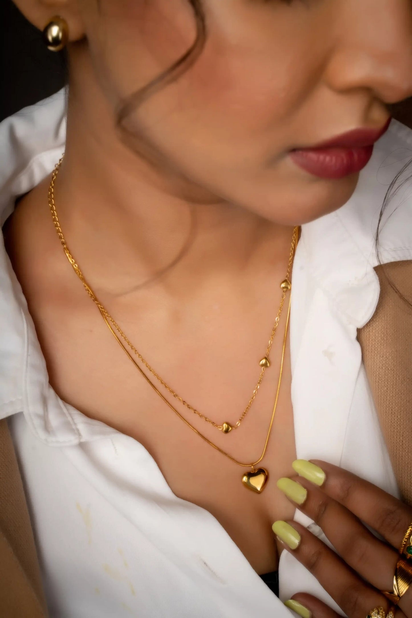 Smara Double Layered Heart Necklace