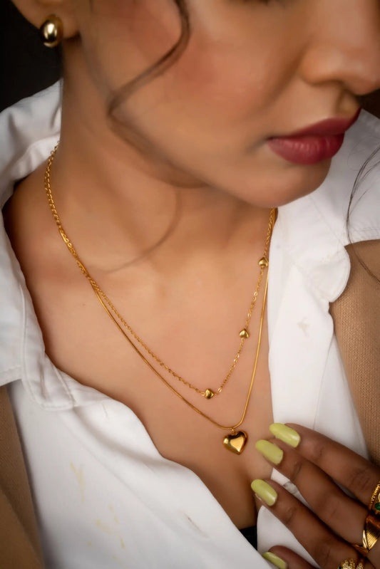 Smara Double Layered Heart Necklace