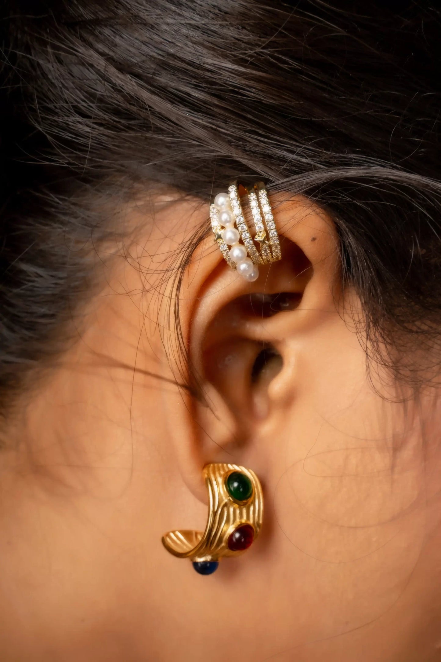 Smara Muti-Coloured Half-Hoop Earrings