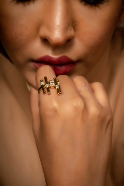 Smara Irregular Geometric Adjustable Ring
