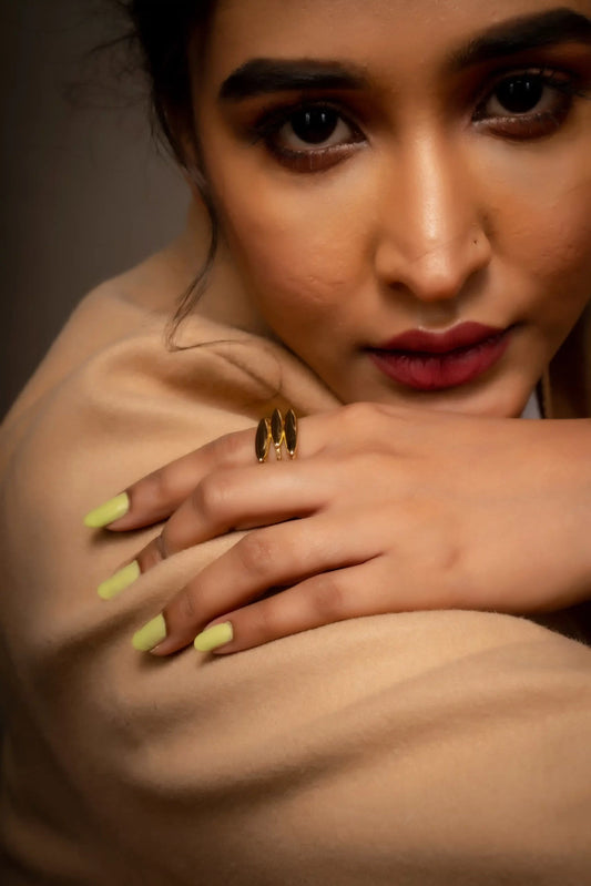 Smara Gold Plated Geometric Adjustable Ring