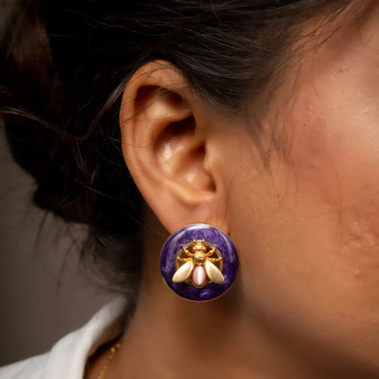 Smara Purple Bee Earrings
