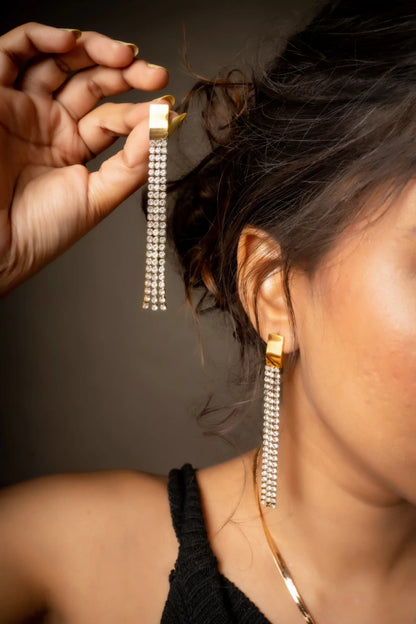 Smara American Diamond Tassel Earrings
