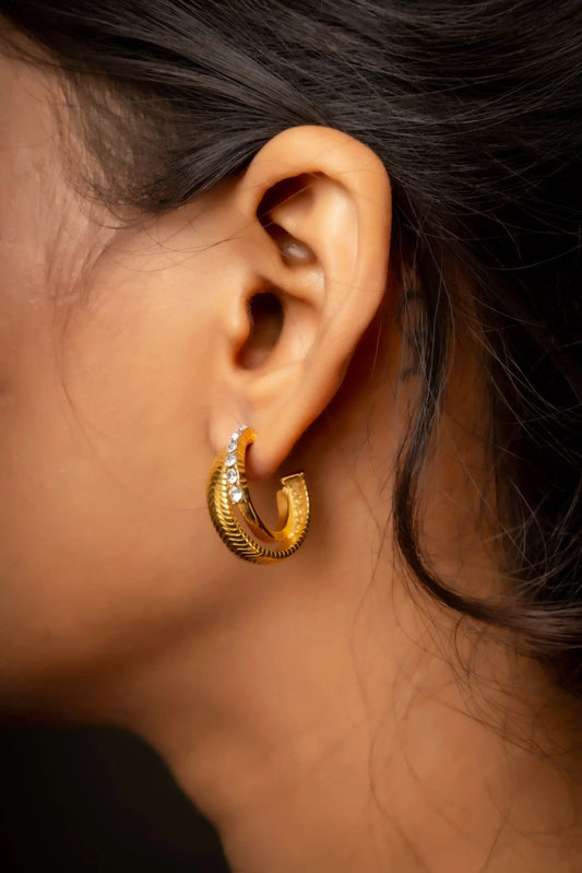 Smara Herringbone cross-stitched earrings