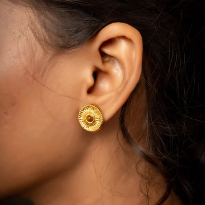Smara Round Tiger Eye Stud Earrings
