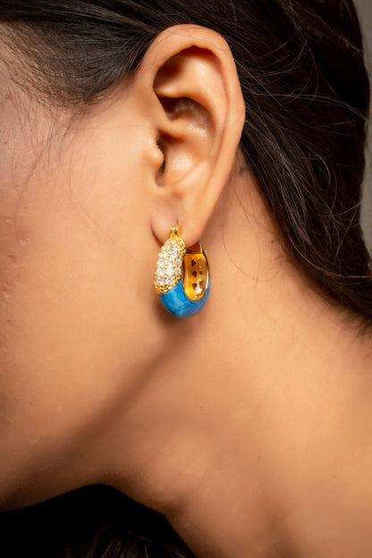 Smara Classic Marbled Hoop Earrings (BLUE)