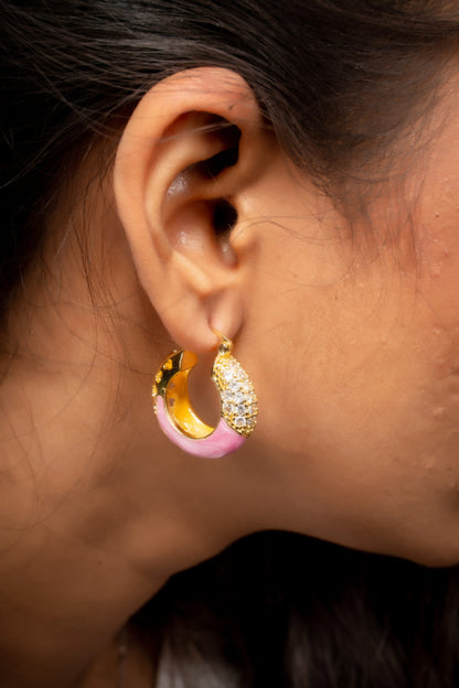 Smara Classic Marbled Hoop Earrings (PINK)