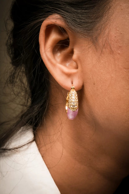Smara Classic Marbled Hoop Earrings (PINK)