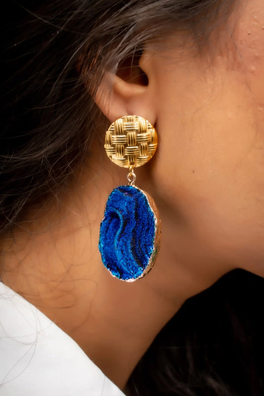 Smara Blue Lava Geometric Earrings