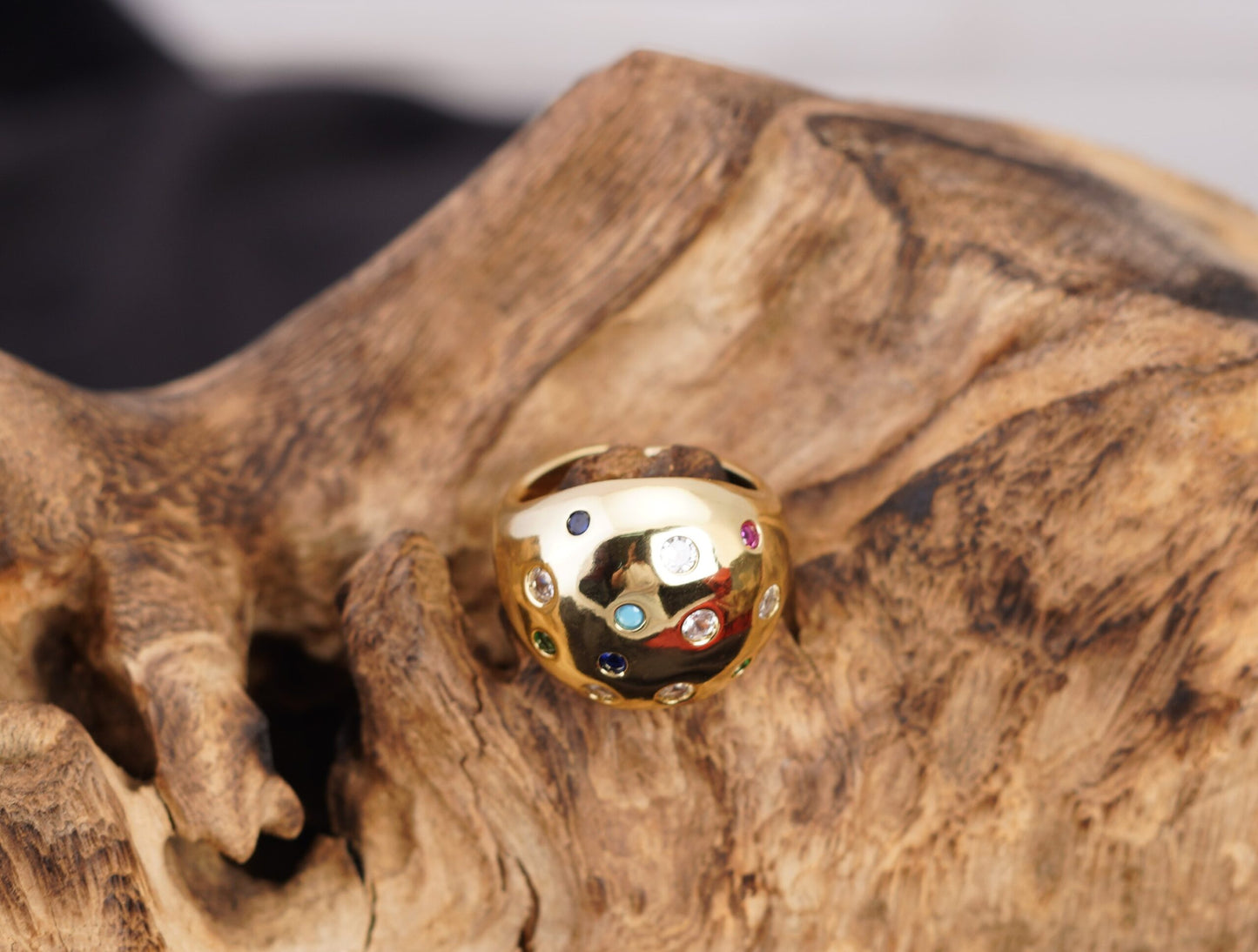 Smara Multi-Couloured Gemstone Adjustable Ring