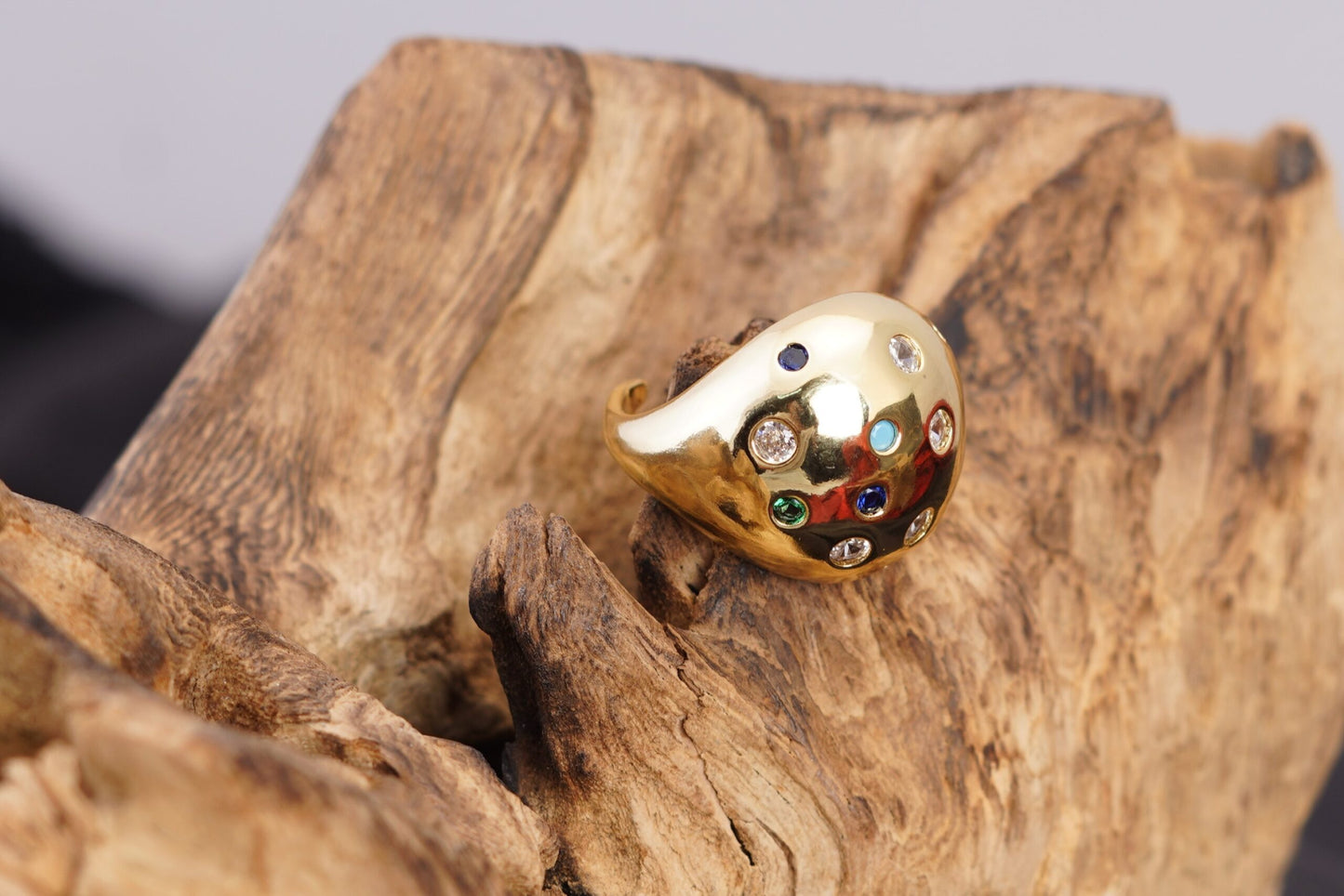 Smara Multi-Couloured Gemstone Adjustable Ring
