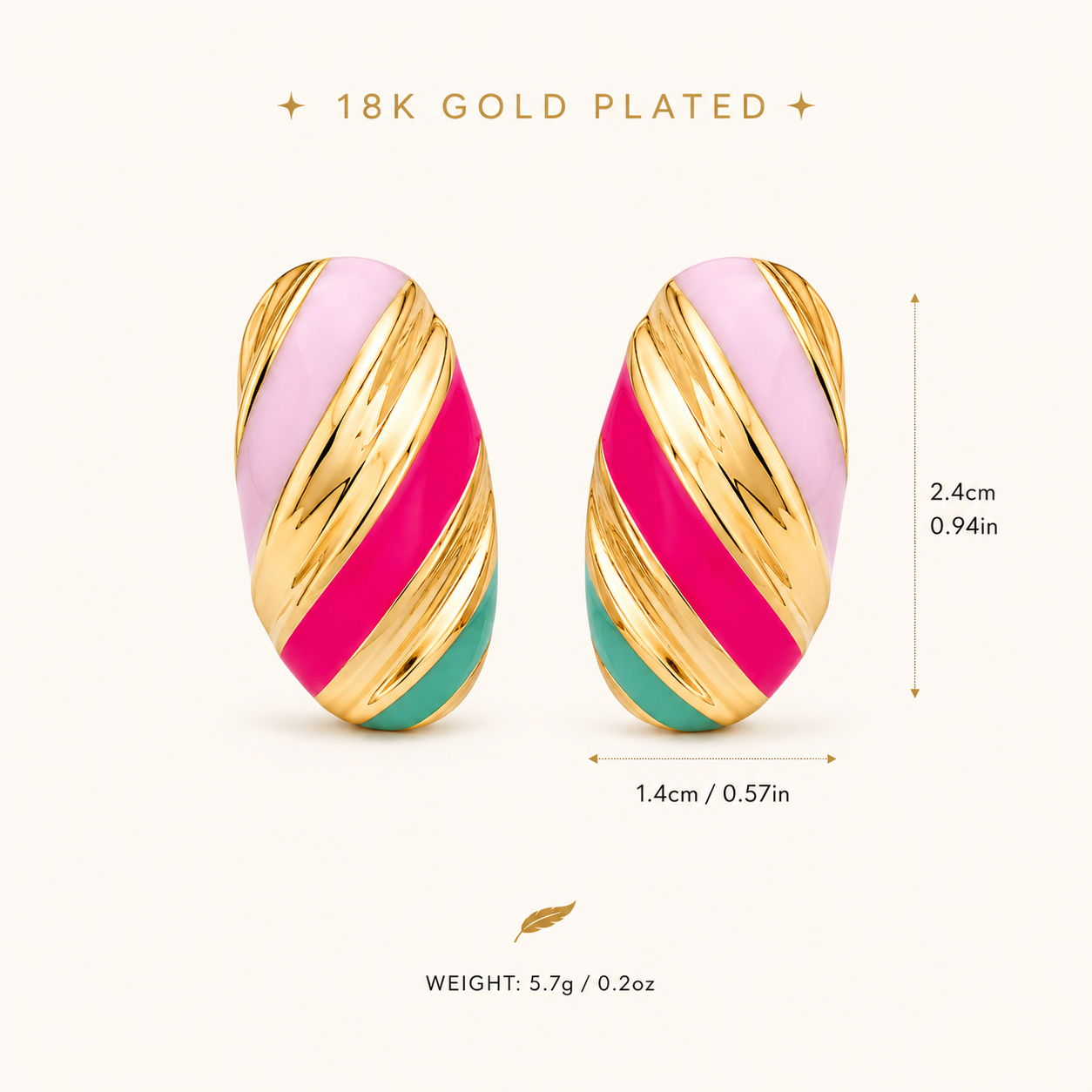 Smara Oval Enamel Stud Earrings