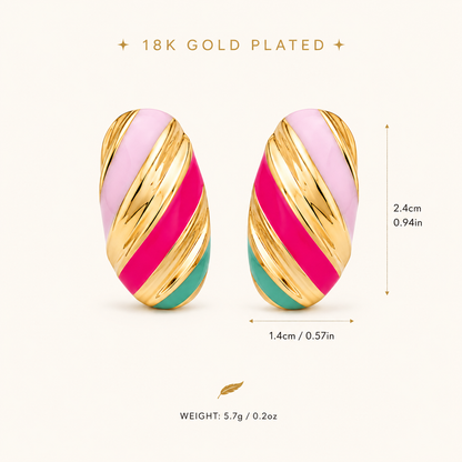 Smara Oval Enamel Stud Earrings