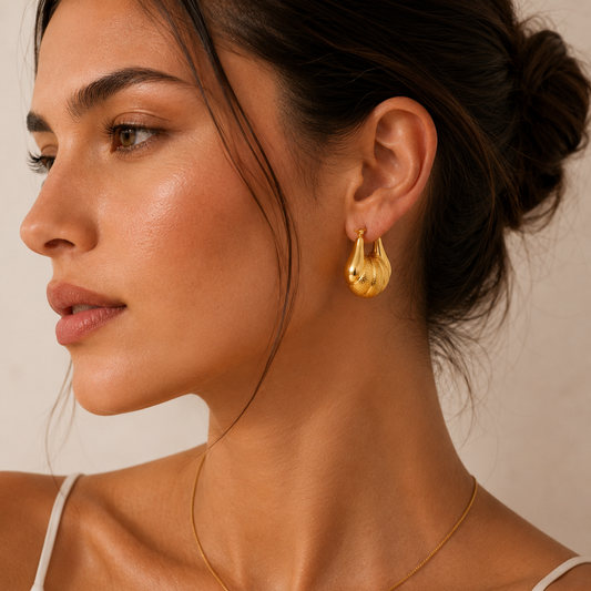 Smara Gold plated hollow sector earrings