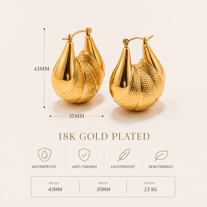 Smara Gold plated hollow sector earrings