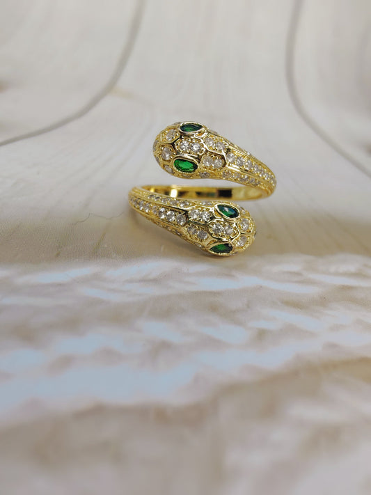 Smara Double Headed Snake Adjustable Ring