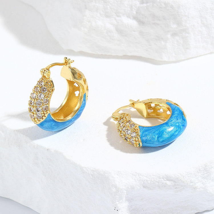 Smara Classic Marbled Hoop Earrings (BLUE)