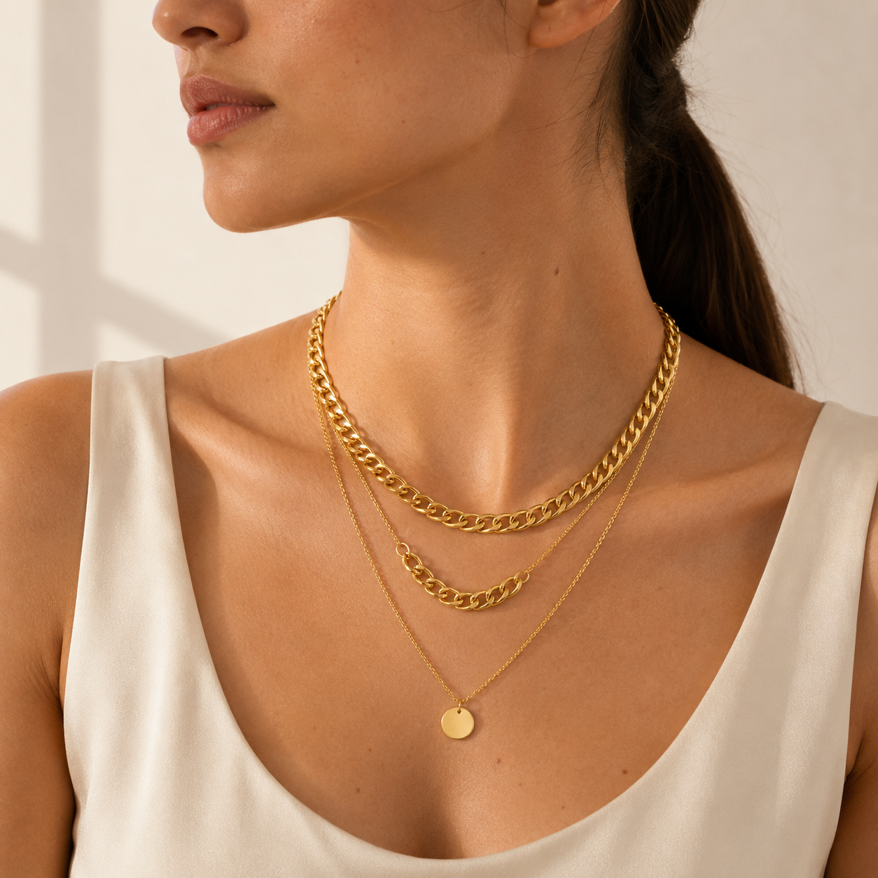 Smara Linked Gold layered Necklace