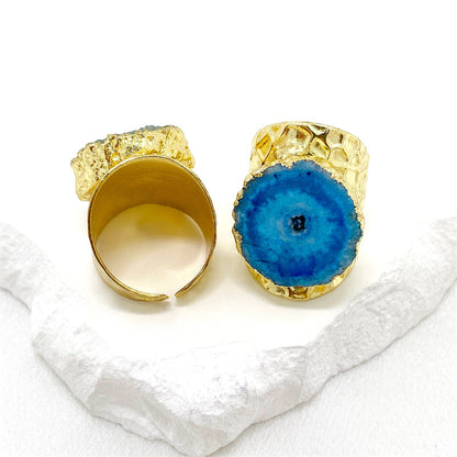 Smara Broad Crystal Adjustable Ring (BLUE)